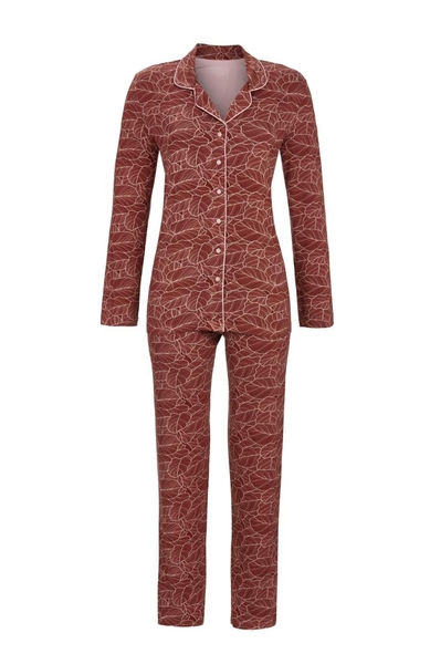 5511212 Ringella Dames Pyjama doorknoop met blad-dessin
